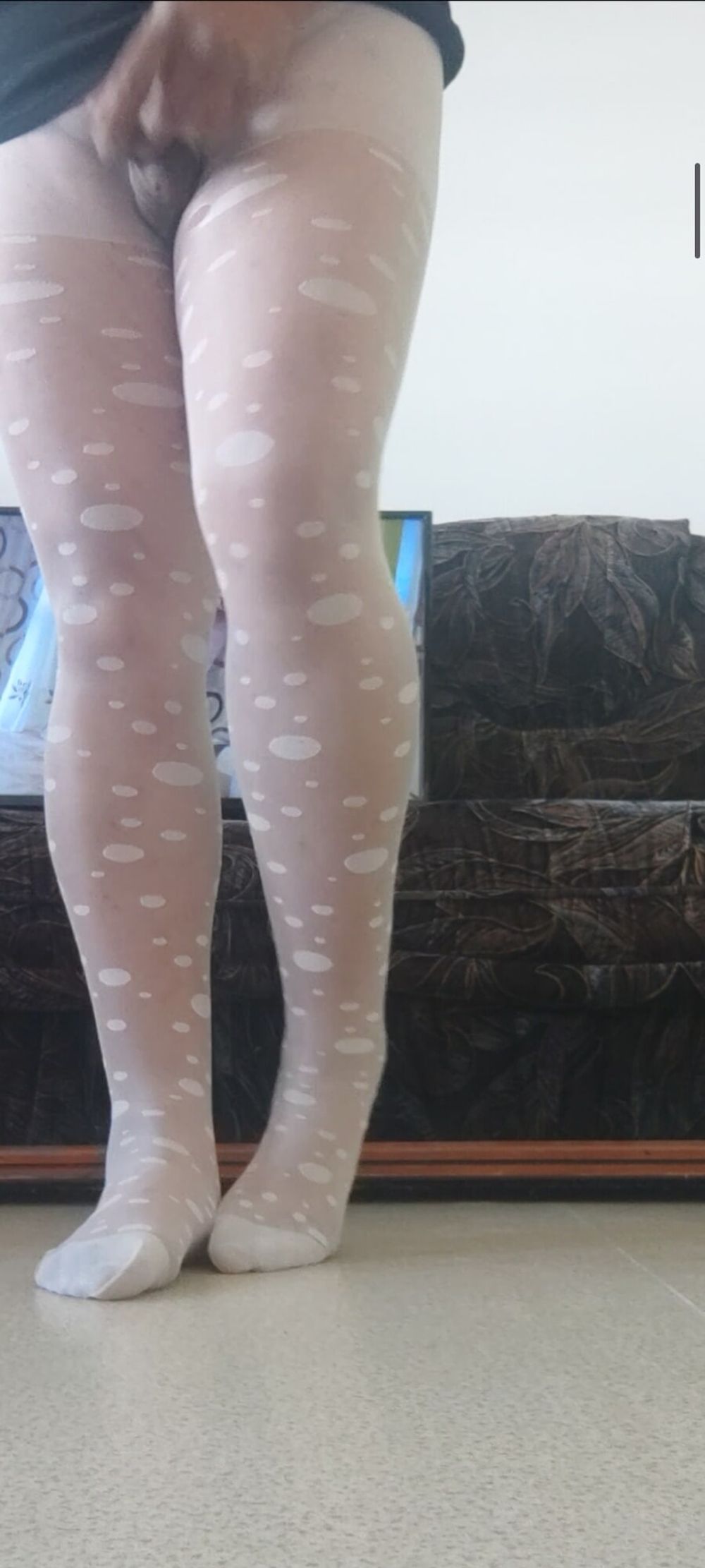 Polka dots white pantyhose #2