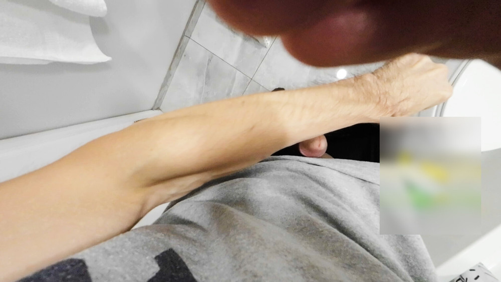 Amateur guy  jerking off hard cock with cumshot foot fetish #3