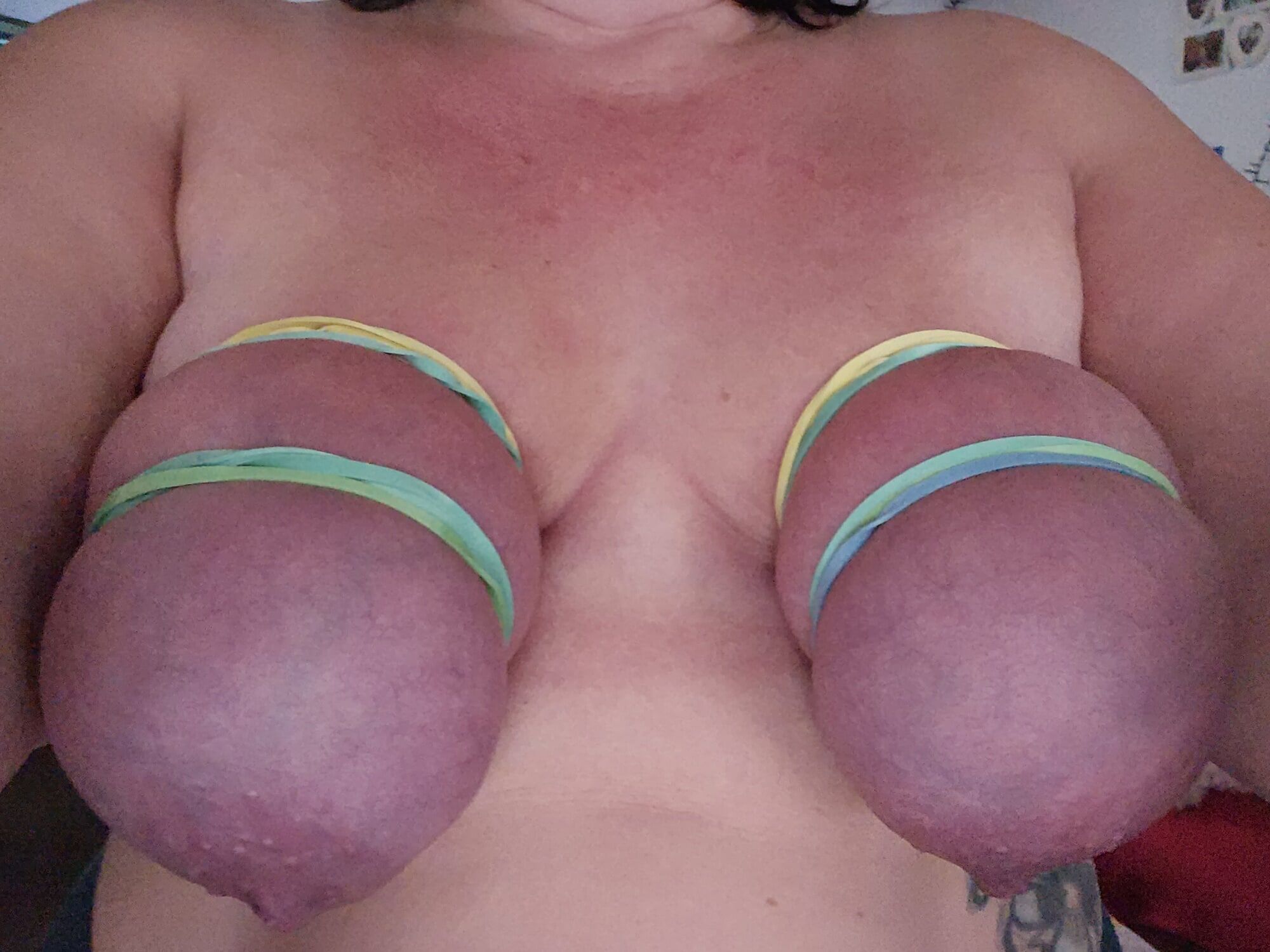 rubber bands on my tits #3
