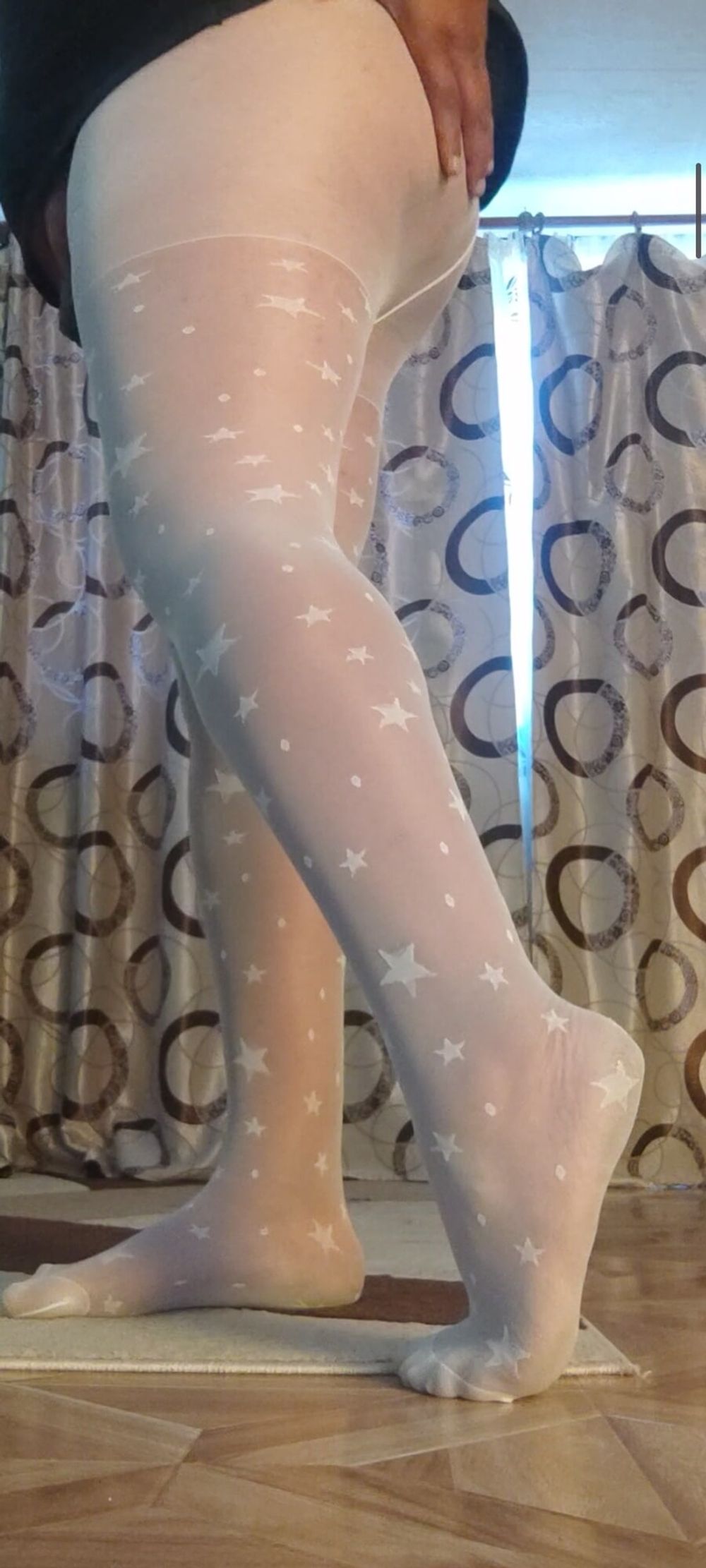 Teen white pantyhose with stars #21