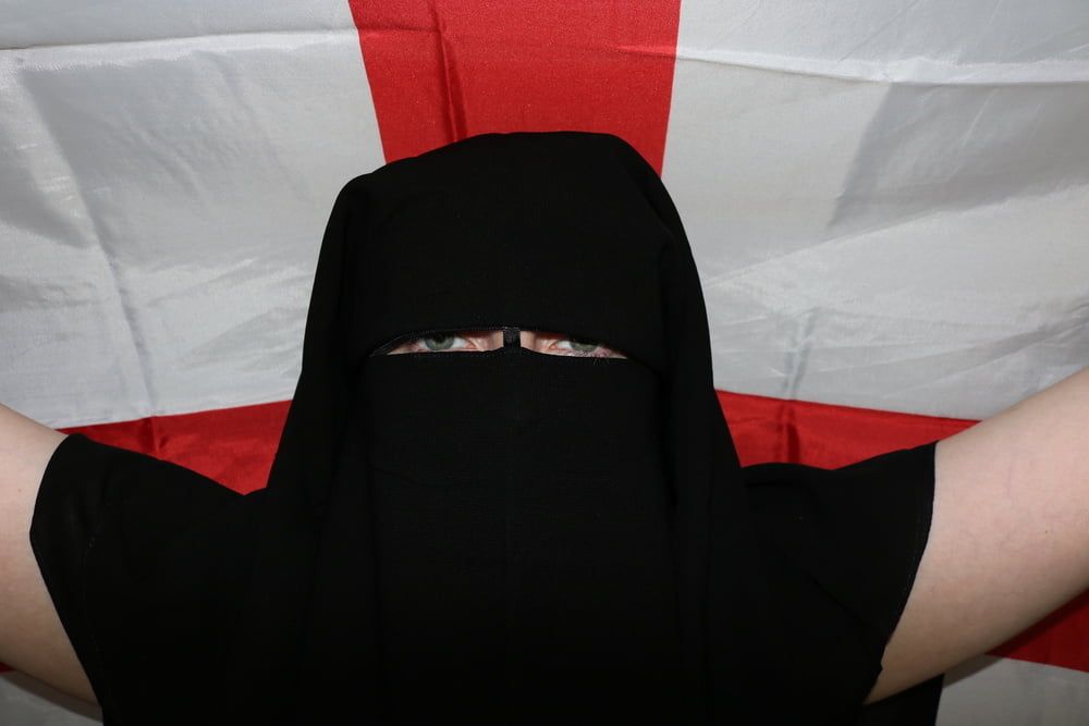 Wearing Niqab and England Flag #20