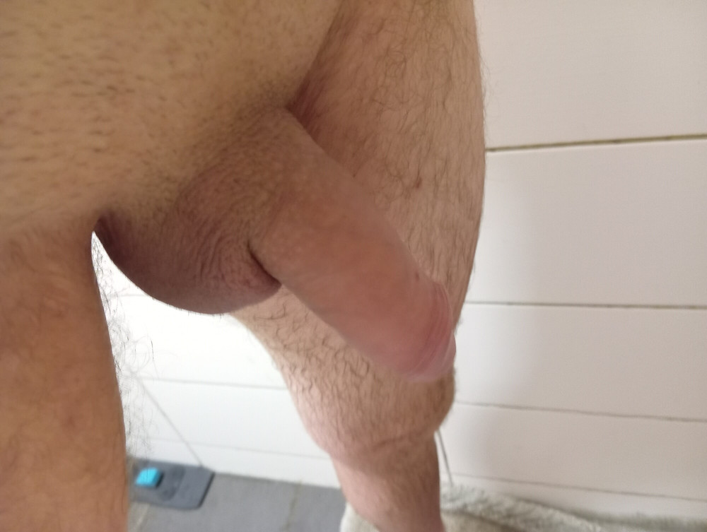 Naked with big and great cock in the bathroom #17
