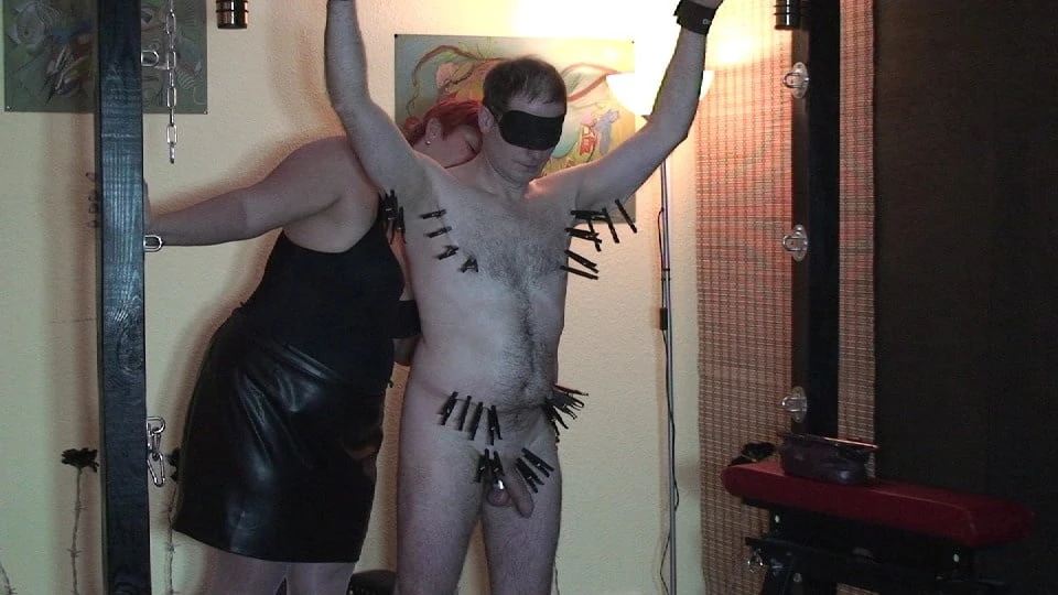 Braces, cane and machine fuck ... #56