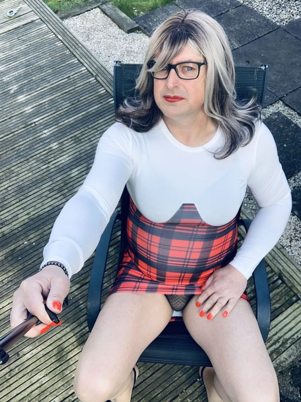 Crossdresser Kellycd in red dress  #2