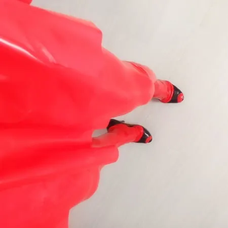 red latex and high heels         