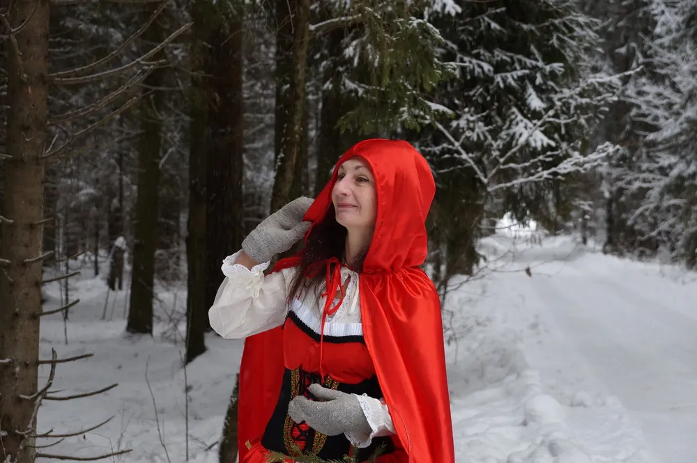 Little Red Riding Hood on a forest path #6