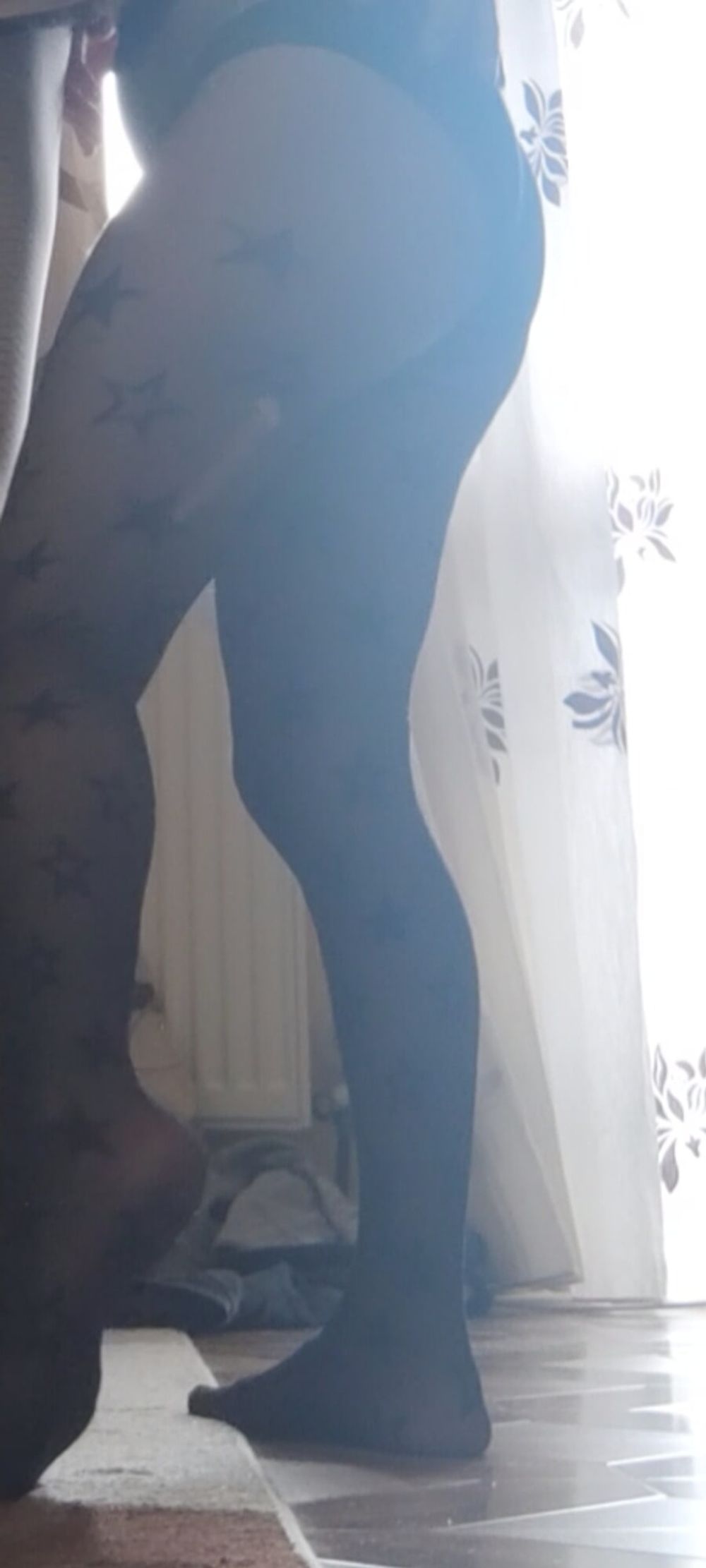 Pantyhose handjob in front of mirror #11