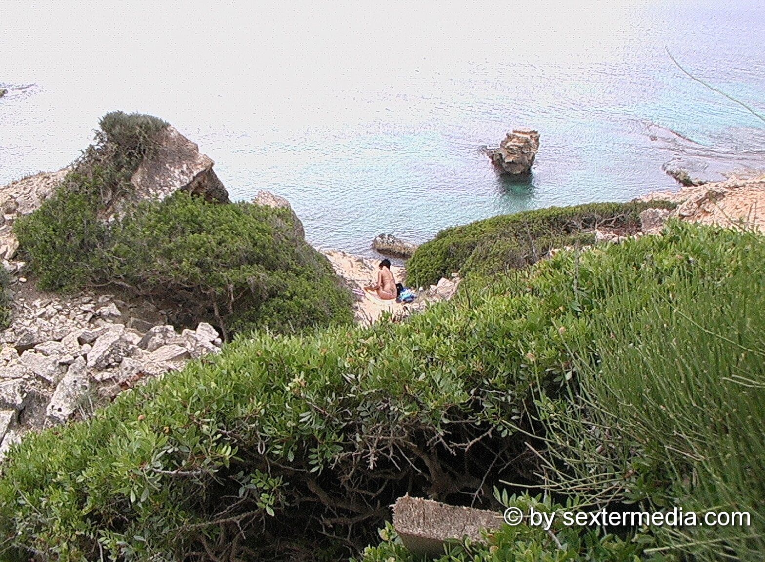 Bruinette alone naked while sunbathing #3