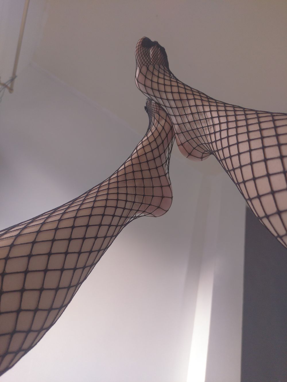 Feet fetish, fishnet stockings #4