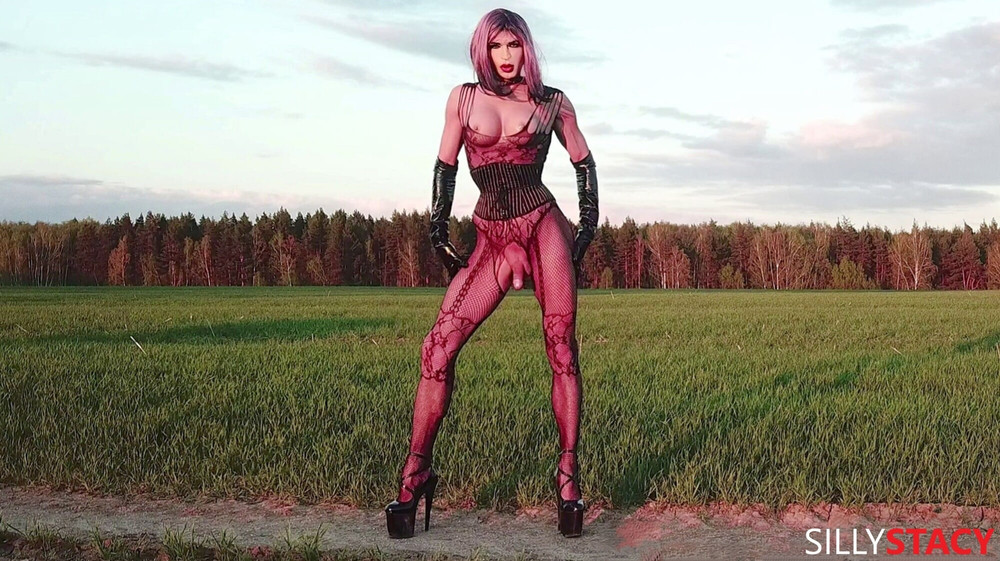 Bad Sissy girl Stacy walking in the field #7