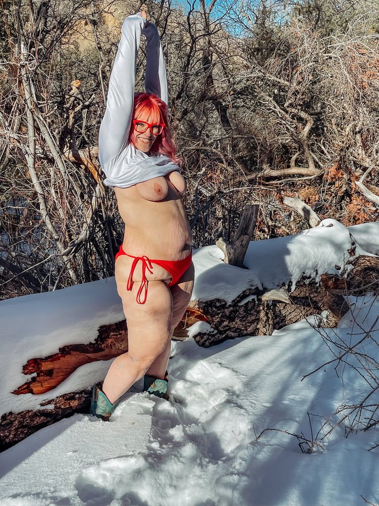 Deeper in the woods Naked and bent over in the snow #24