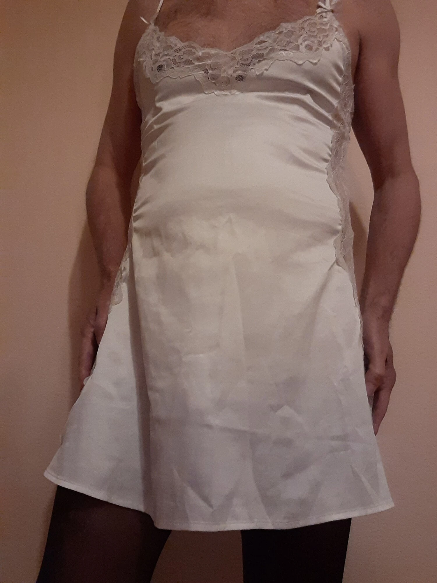 DebbieSmall in Short Nightie and Stockings