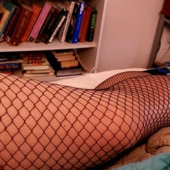 Slut in fishnets begging to get fucked