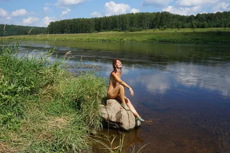 boulder in volga river         