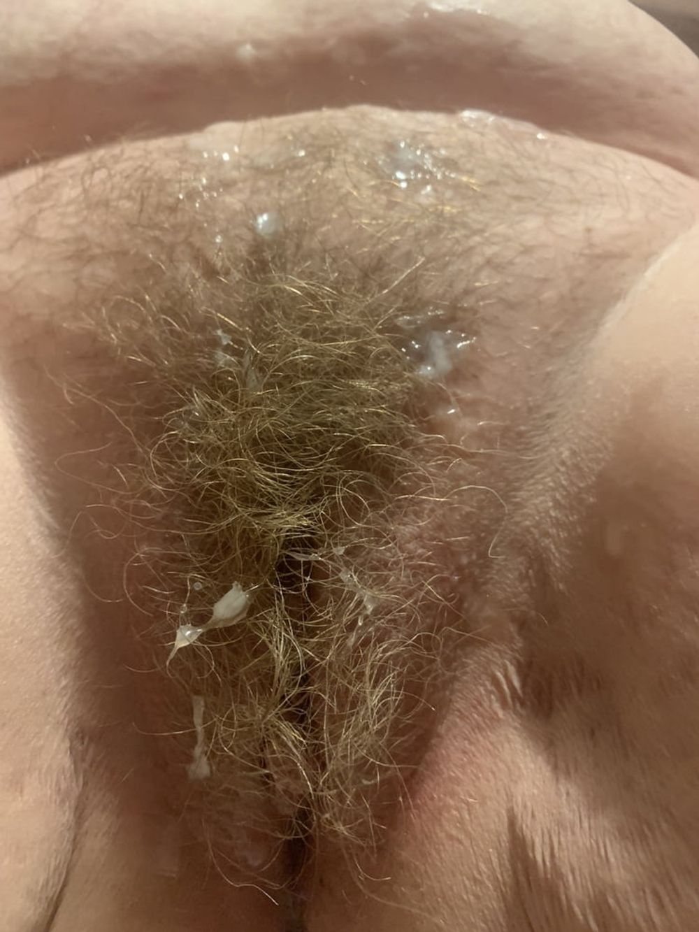 Hairy blonde cum shot #2