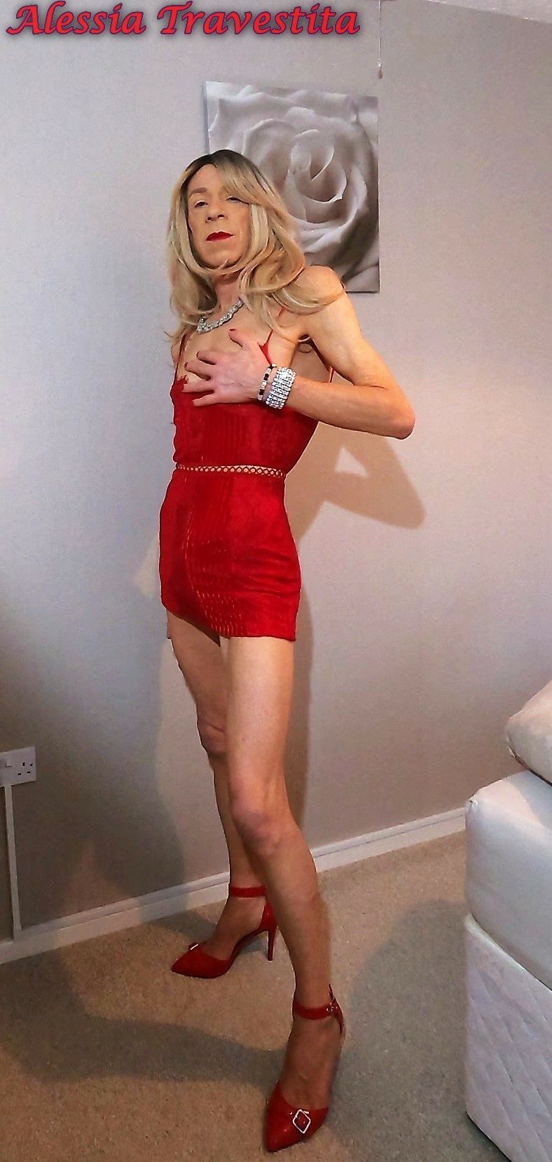 66 Alessia Travestita in Red Velvet Dress #20
