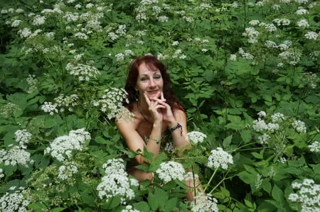 in white flowers           