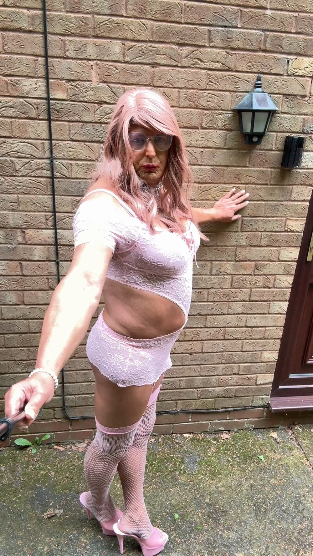 Sexy Crossdresser kellycd2022 in pink lace lingerie  #20