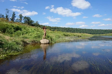 on the stone in volga river         