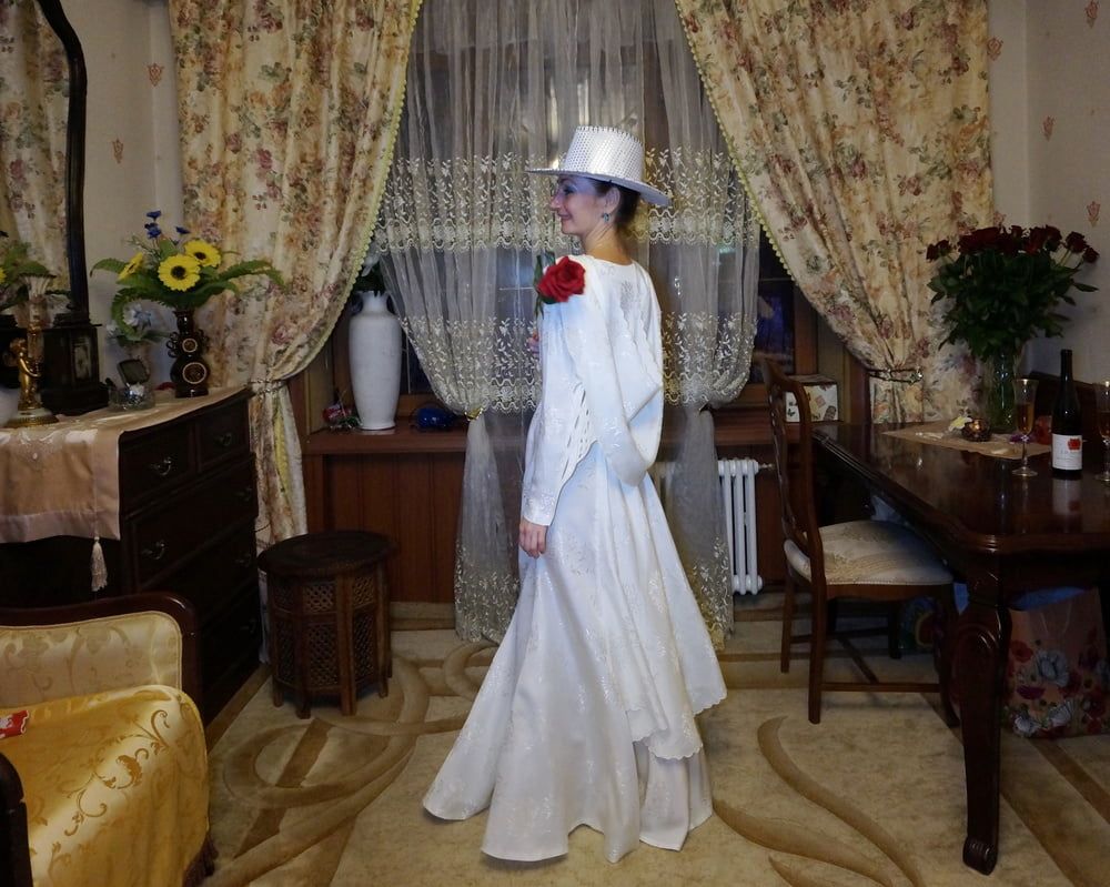 In Wedding Dress and White Hat #19