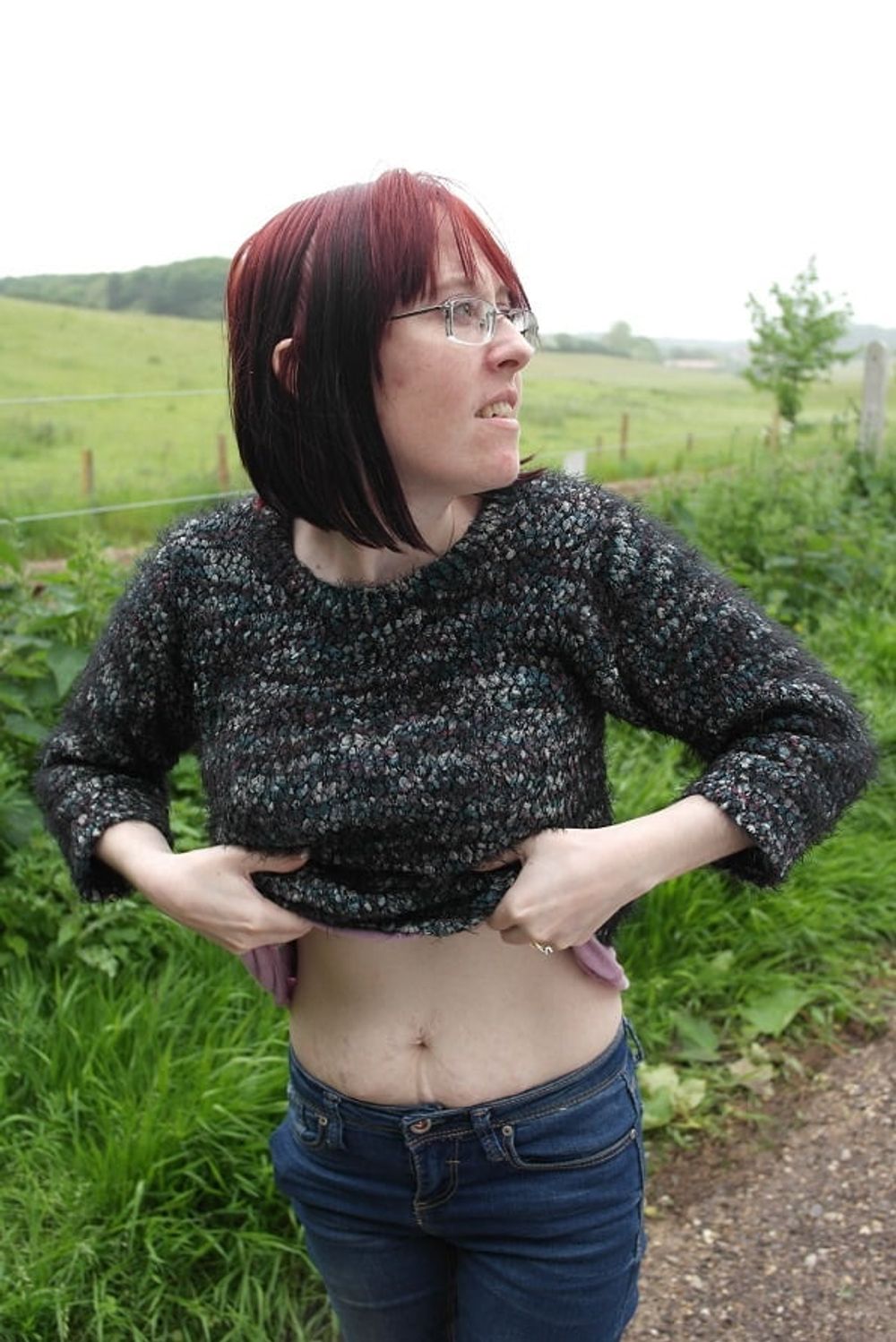 Wife Flashing country lane  #8