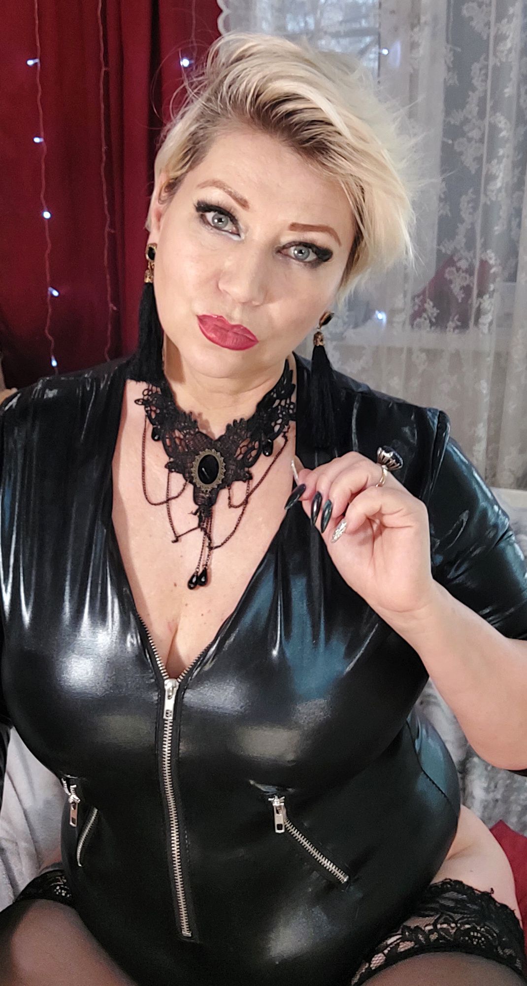 Adorable mature bitch in latex and nipple clamps )) #5