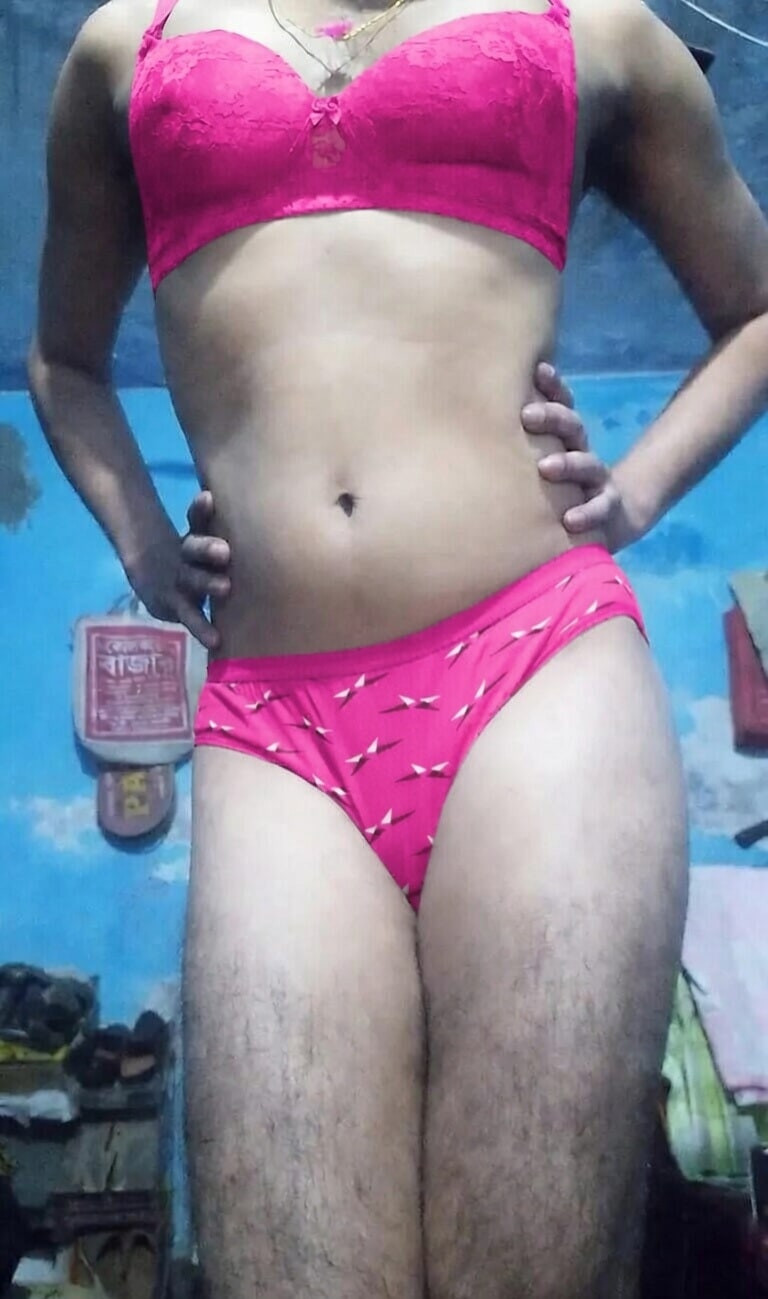 Young sissy femboy in her step sister's outfits and panties  #5