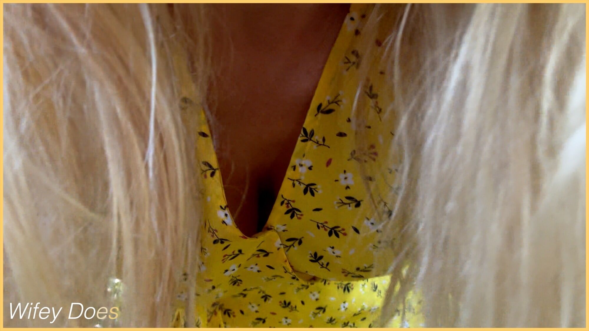 Wifey summer yellow dress public and braless #2