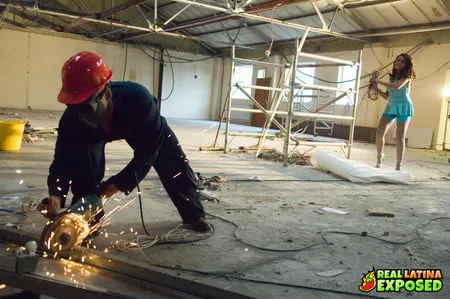 latina valery summer gets tag teamed by construction workers         