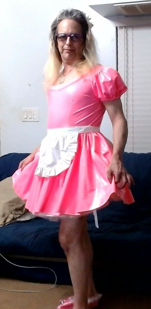 Sissy Slut Ashley Jolene Modeling A PVC sissy maid uniform #5