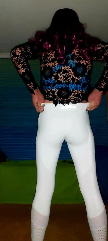 White pants and blue top #11