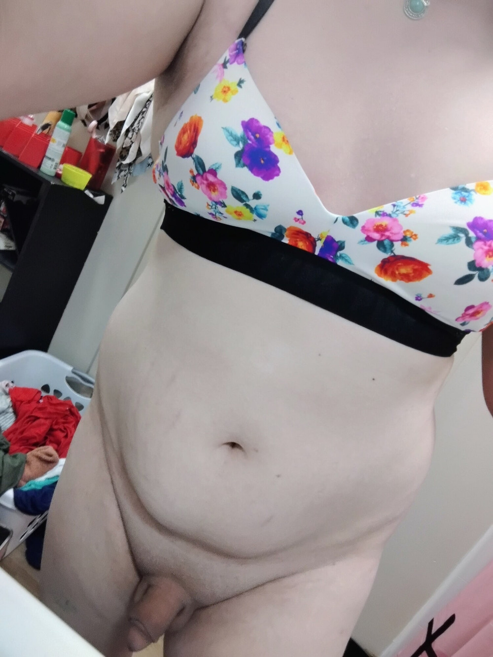  White Floral bra  #4