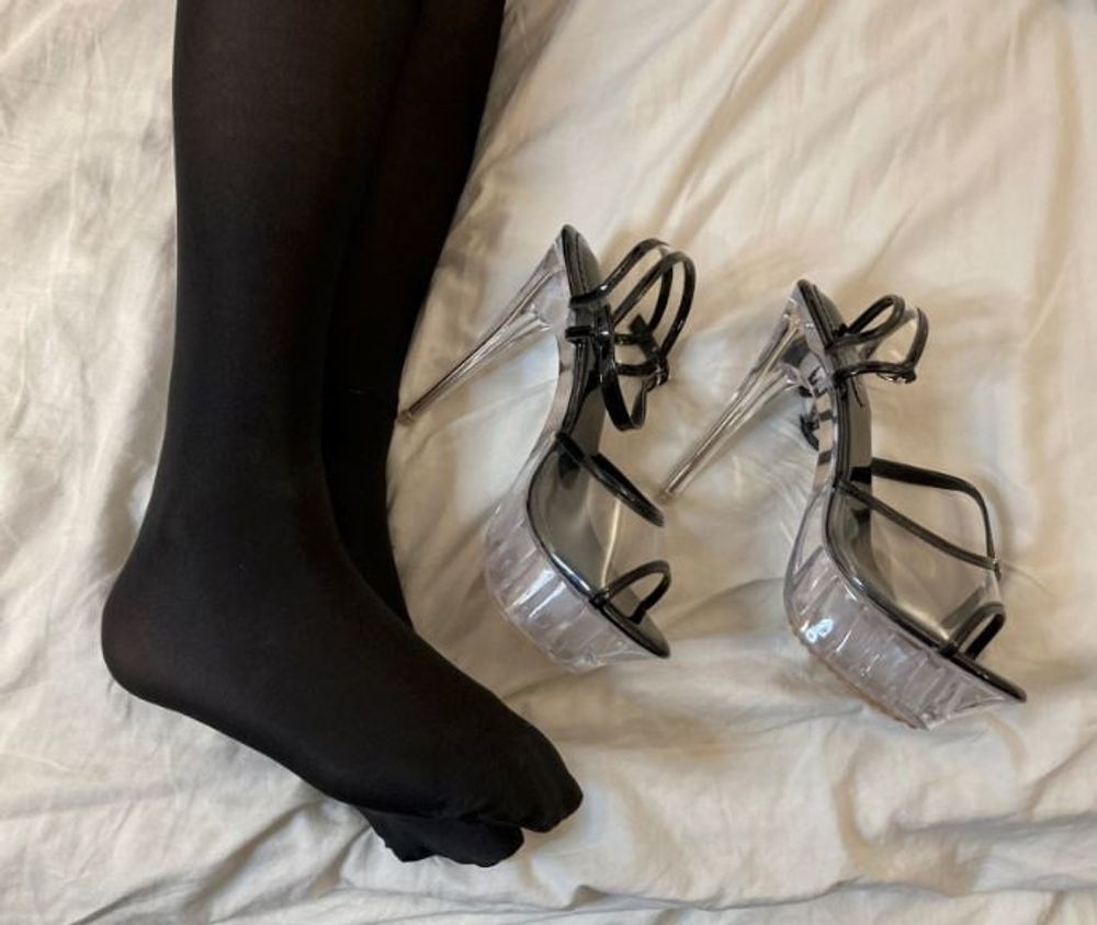 Cum on Transparent High Heel Sandals #3