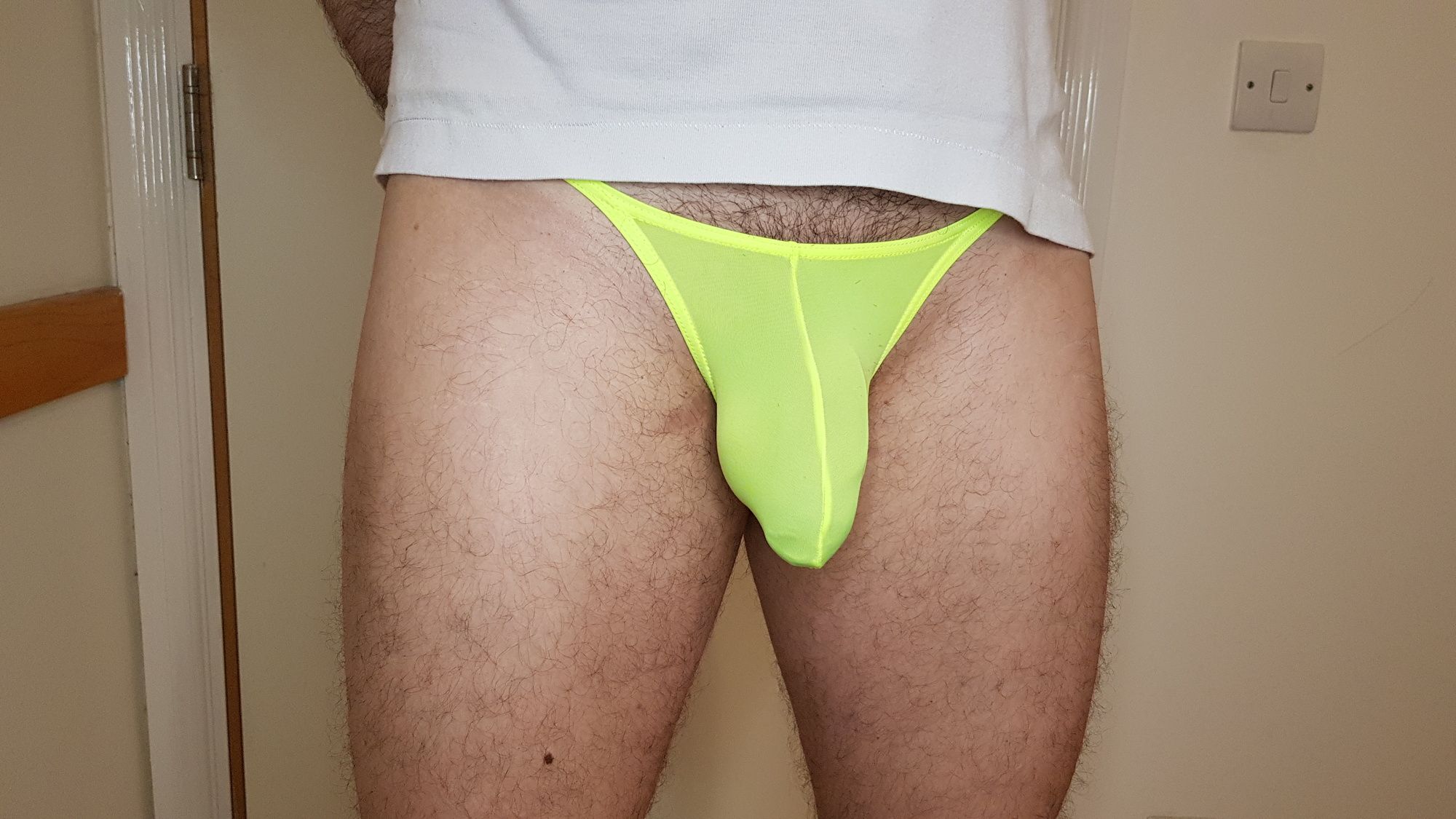 Oiled Bulge in yellow briefs