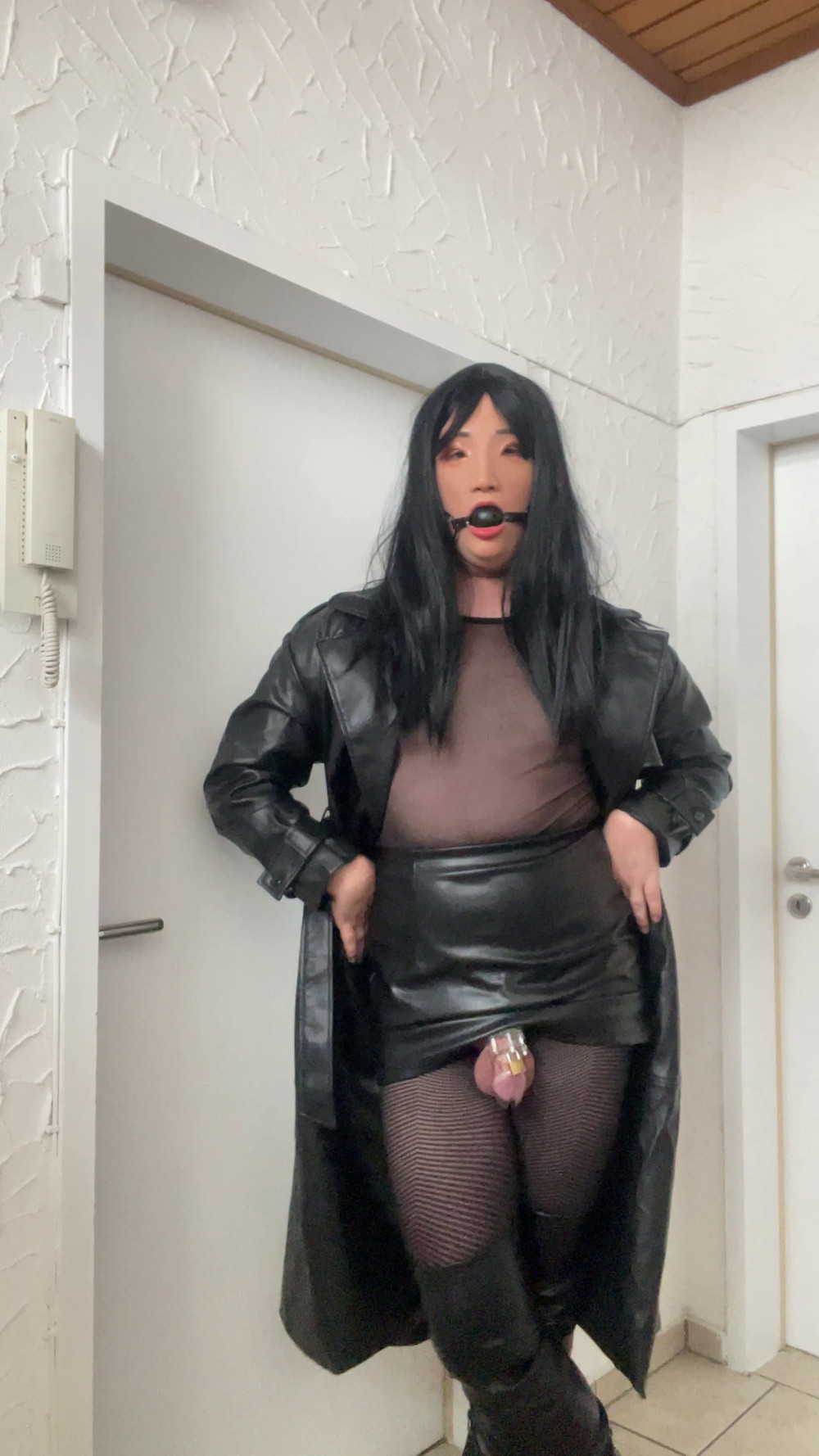 sissy gimp slave doll in leather and chastity #32