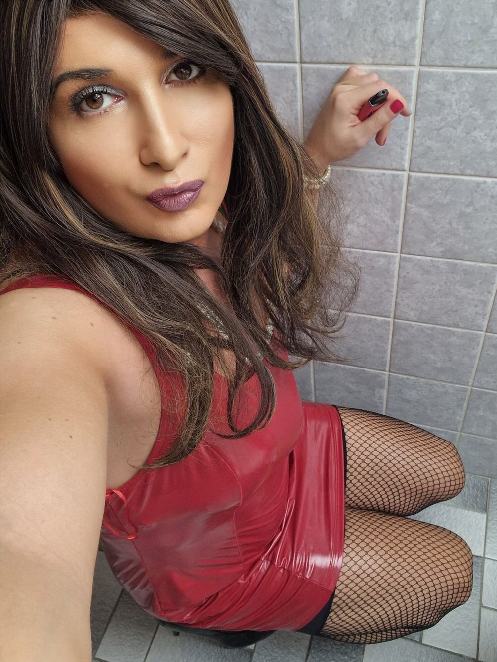 Sexy Trans in red Latex #25