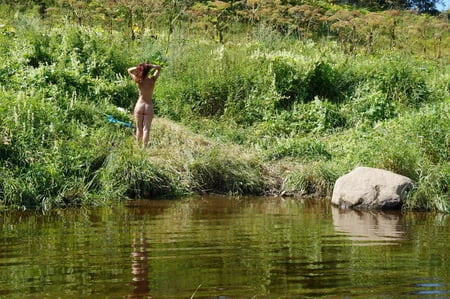 on the stone in volga river         