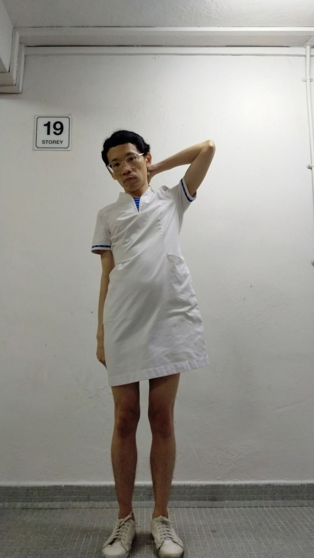 Secretly wearing a random woman&#039;s nurse dress. #13