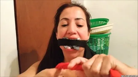 self gagged latina mom with a mouthful of socks selfgags         