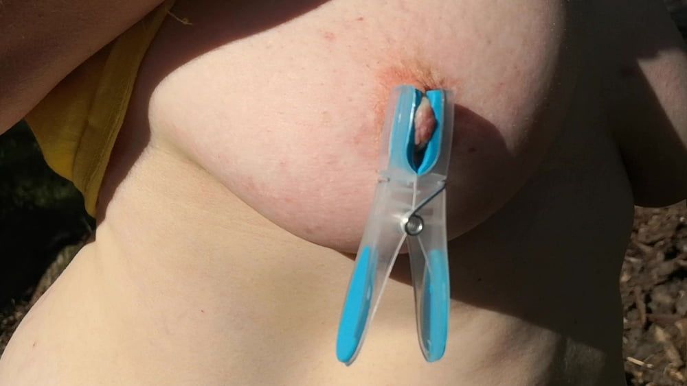 Clamps an slapping tits in public place #19