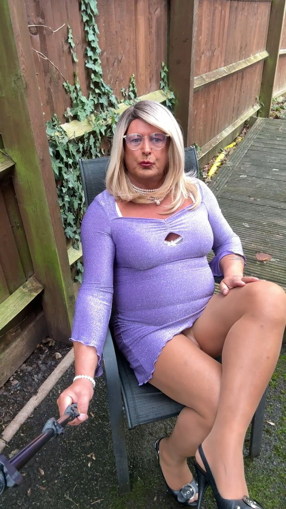 Sexy Crossdresser kellycd2022 in tight lilac dress  #37