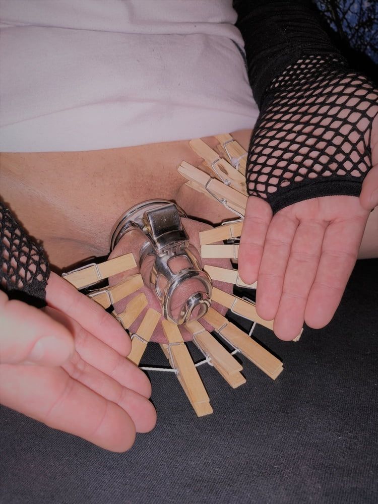Sissy Soft CBT With Chastity Cage And Clamps #10