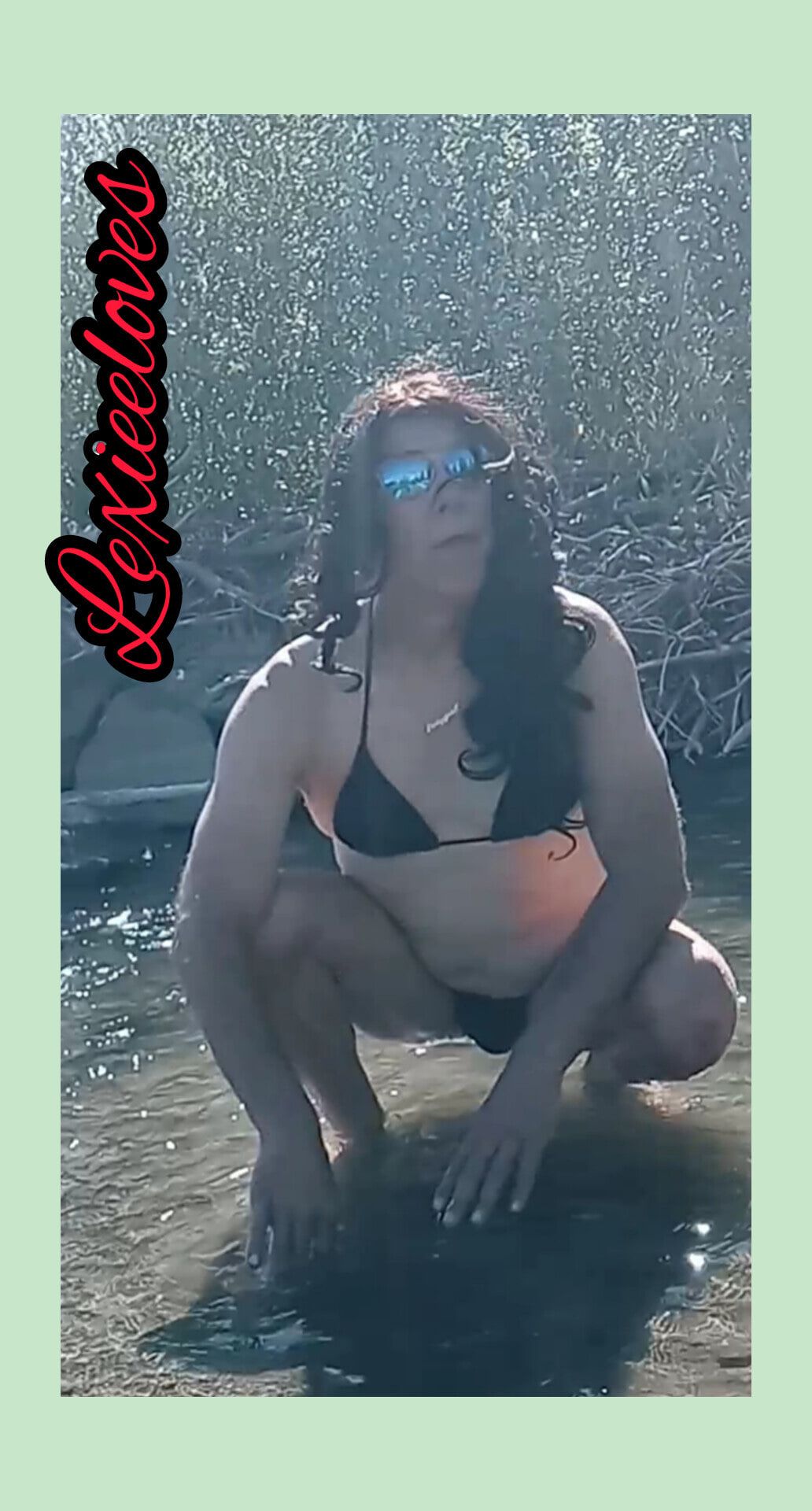 Lexiee playing around at the river in her black swimsuit  #4