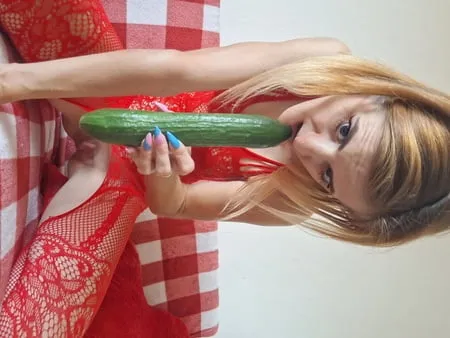 playing with cucumber         