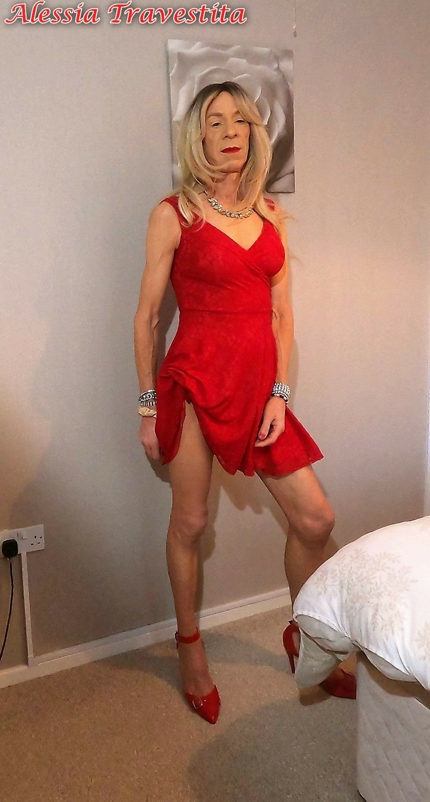 65 Alessia Travestita in Flirty Red Dress #9
