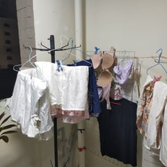 Secretly wearing office lady lingerie and dress.