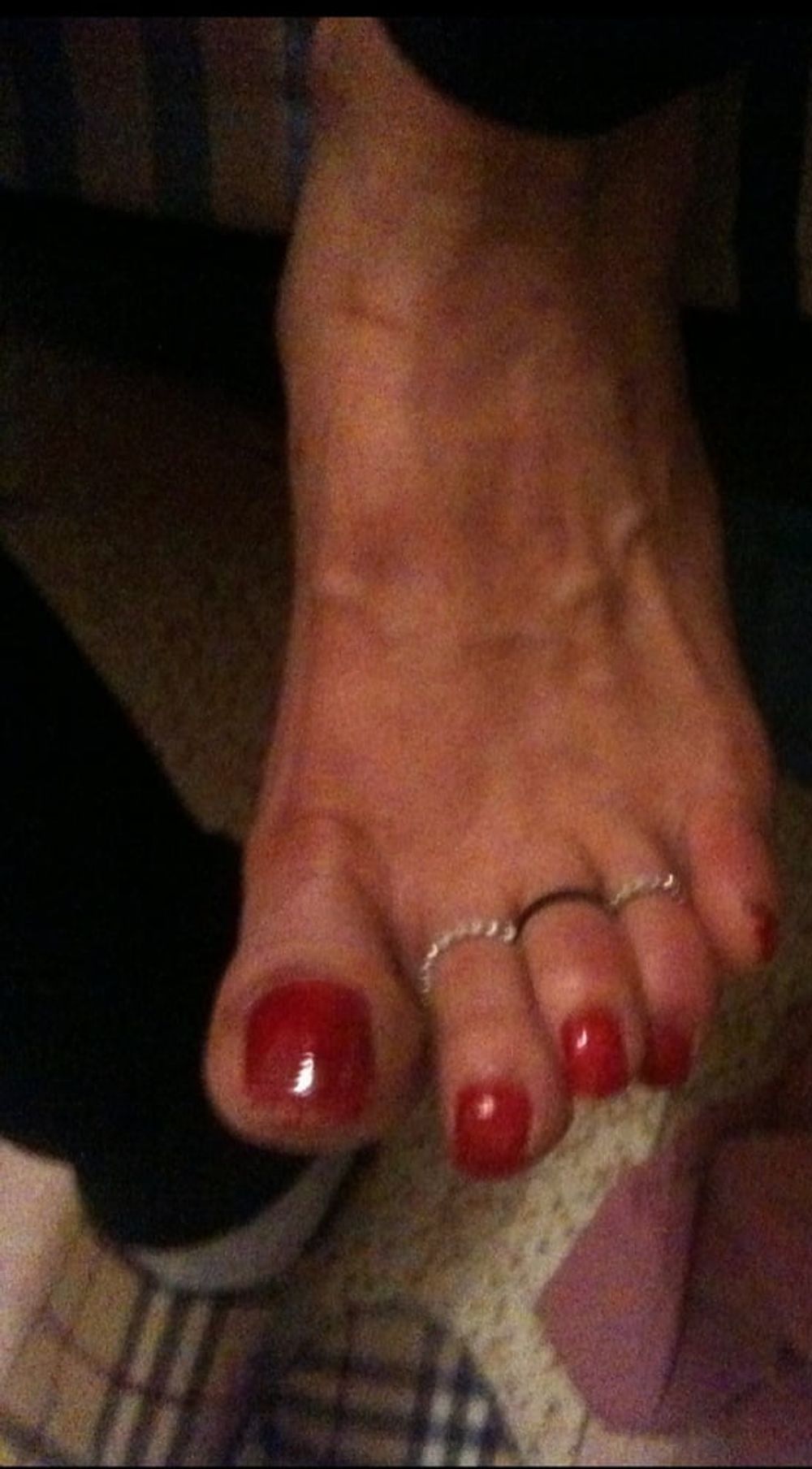 red toenails mix (older, dirty, toe ring, sandals mixed). #26