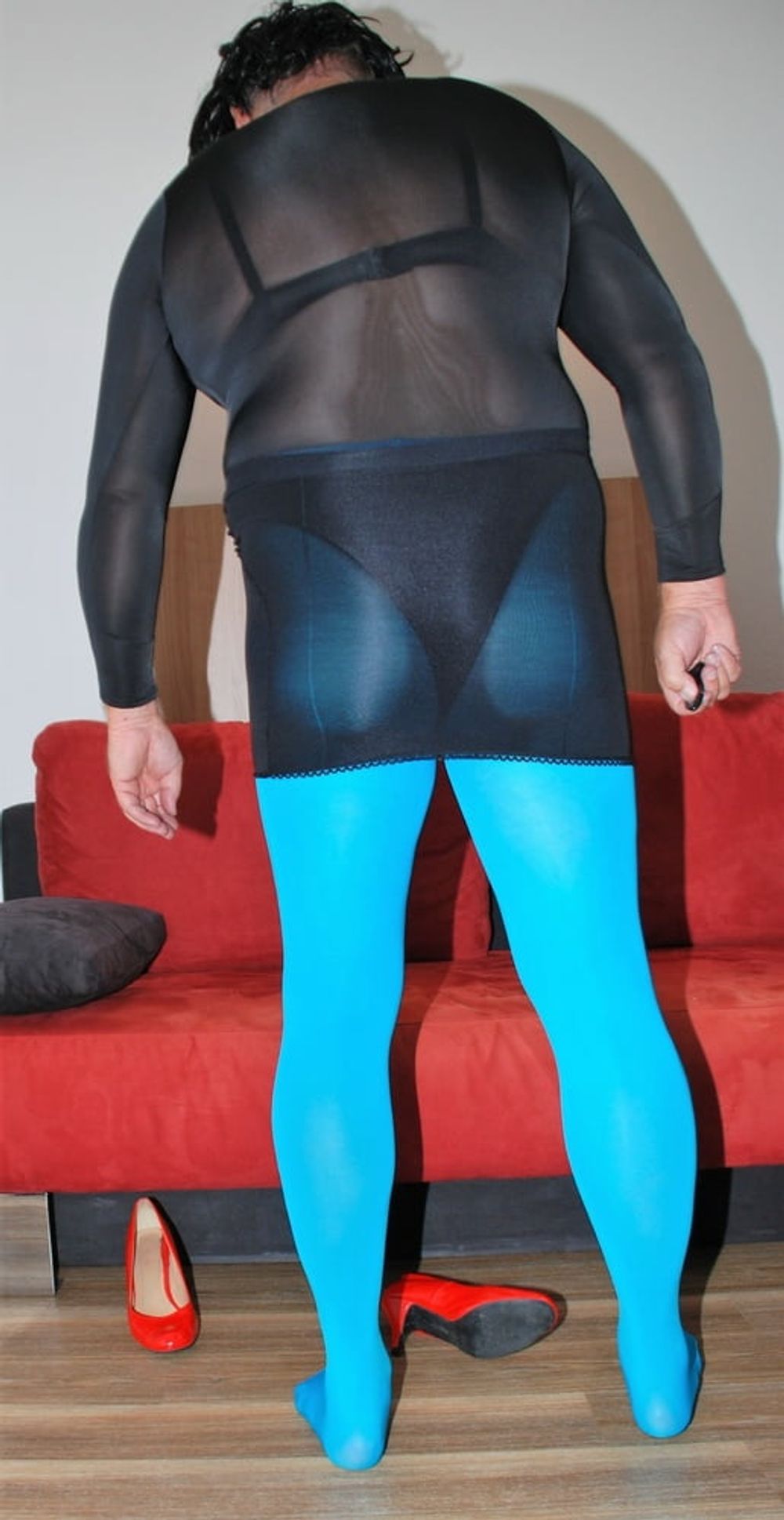 Leotard black tights blue #11