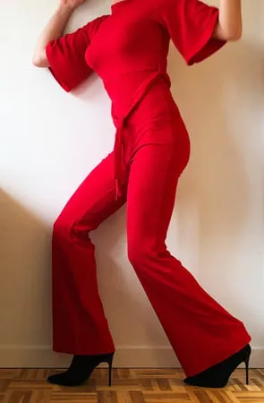 red tight jumpsuit         