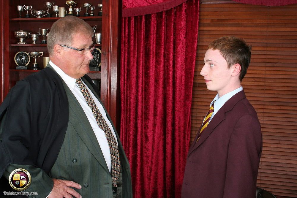 Teenage Martin is strip searched by the older headmaster
